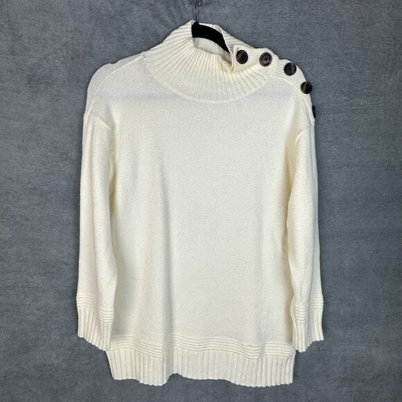 Anthropologie Sweater Womens Extra Small Cream Tunic Neutral Preppy Career Comfy - Picture 1 of 13